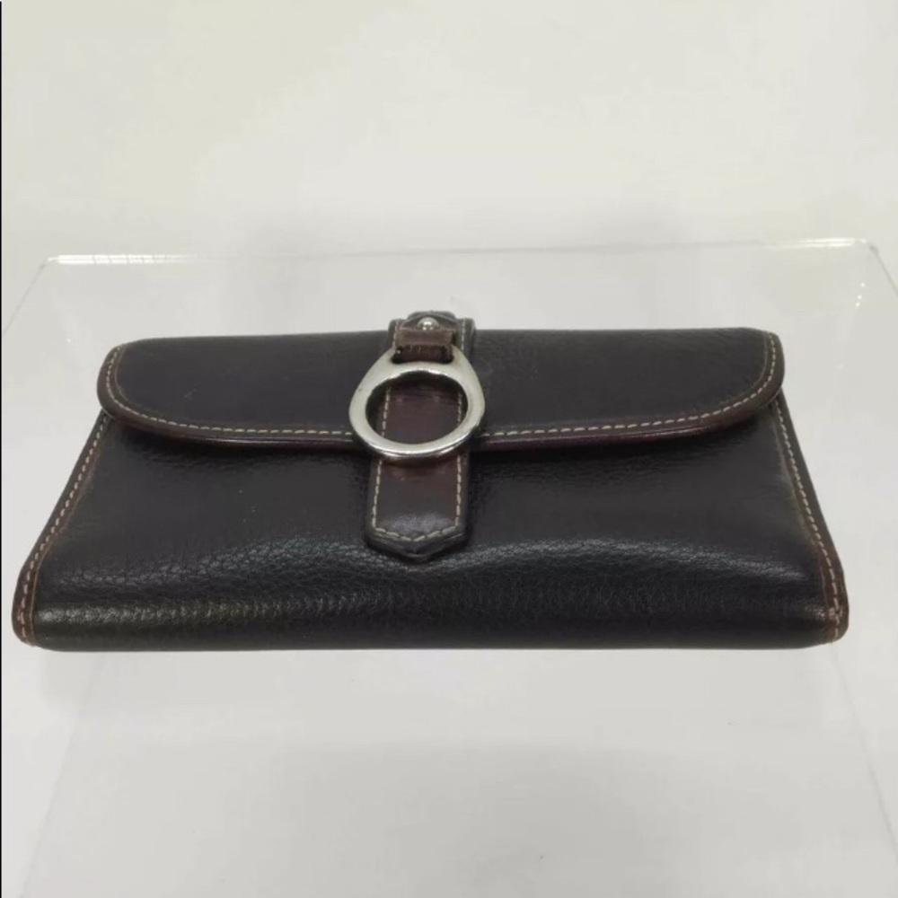 Dooney & Bourke Dark Brown Leather Tri-Fold Wallet
